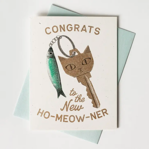 Congrats to the New Ho-Meow-Ner - Risograph Greeting Card