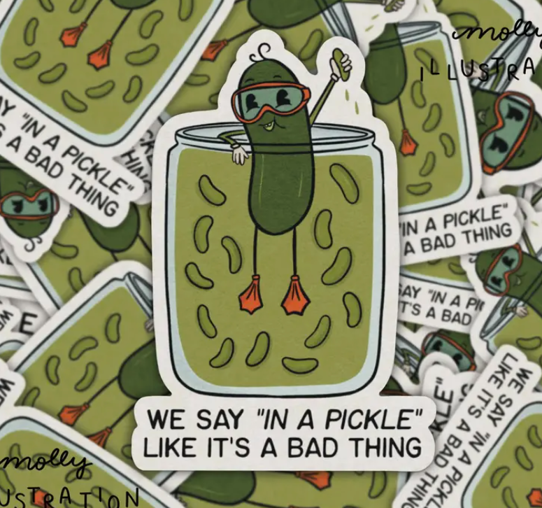 In A Pickle Illustrated Vinyl Sticker