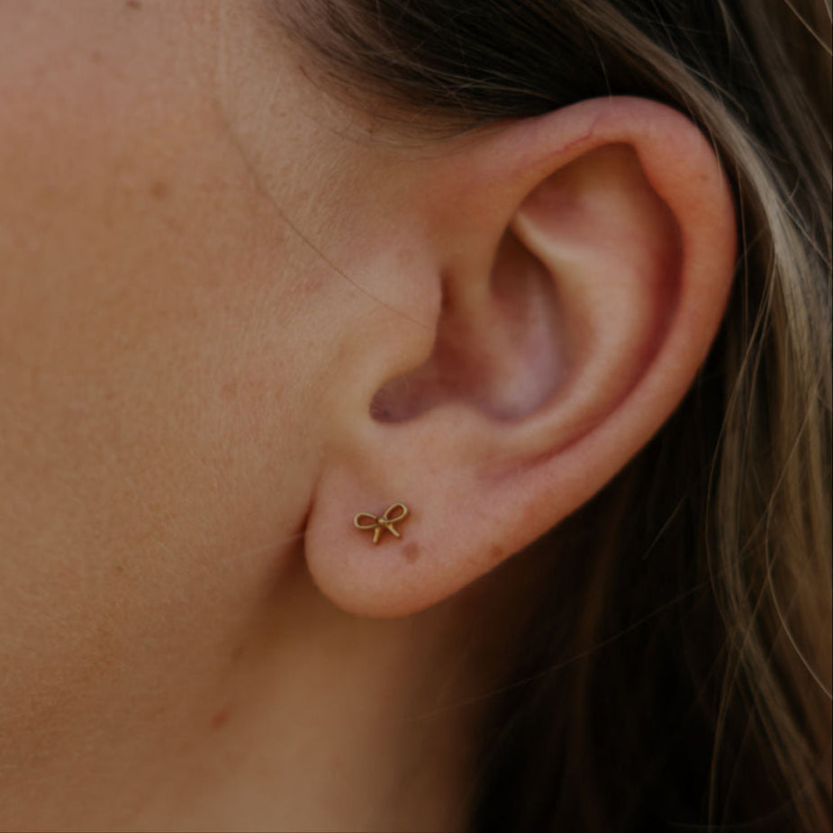 Bow Flat Back Studs - Gold