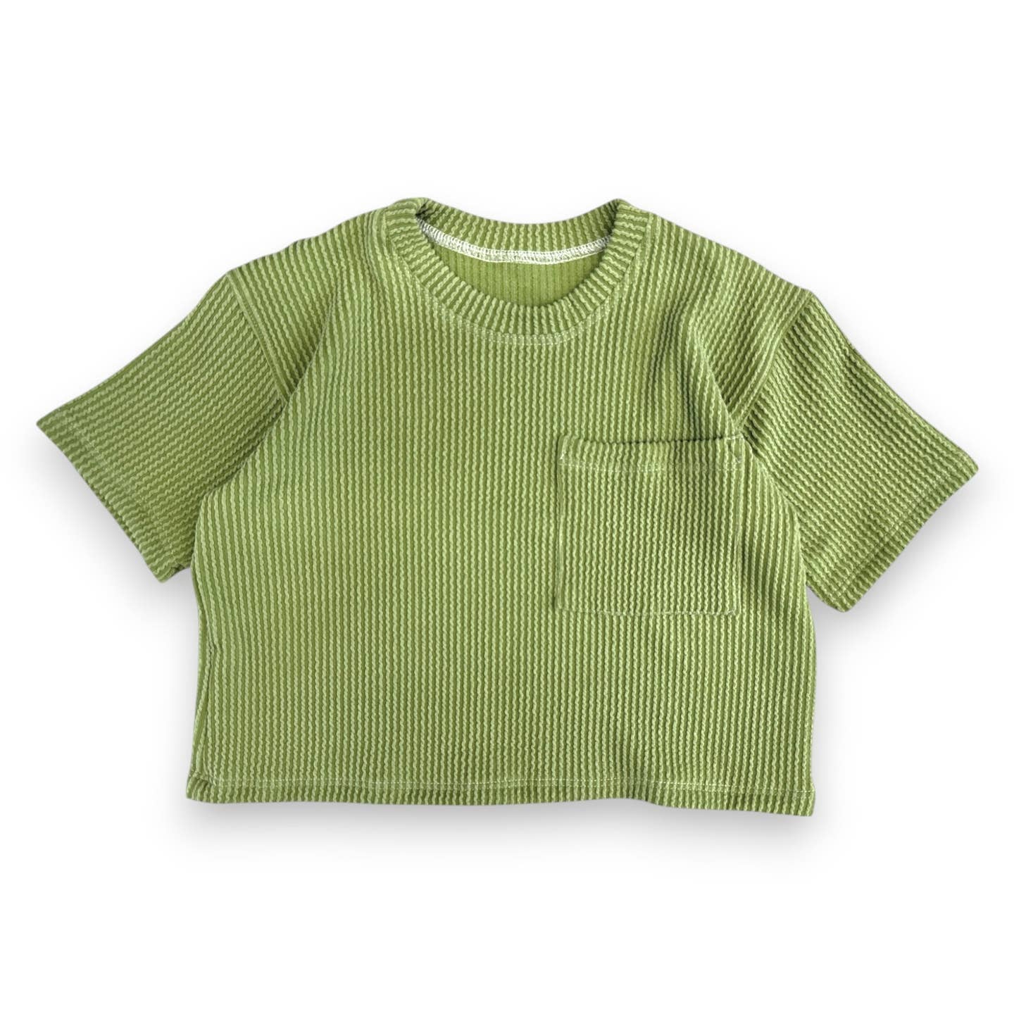 Kids Drop Shoulder Tee - Groovy Green Oversized Pocket Tee