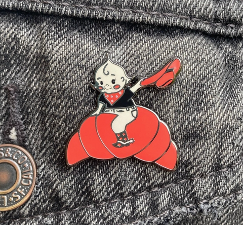 Croissant Cutie Kewpie  Enamel Pin