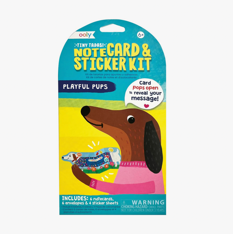 Tiny Tada! Note Cards & Sticker Set - Playful Pups