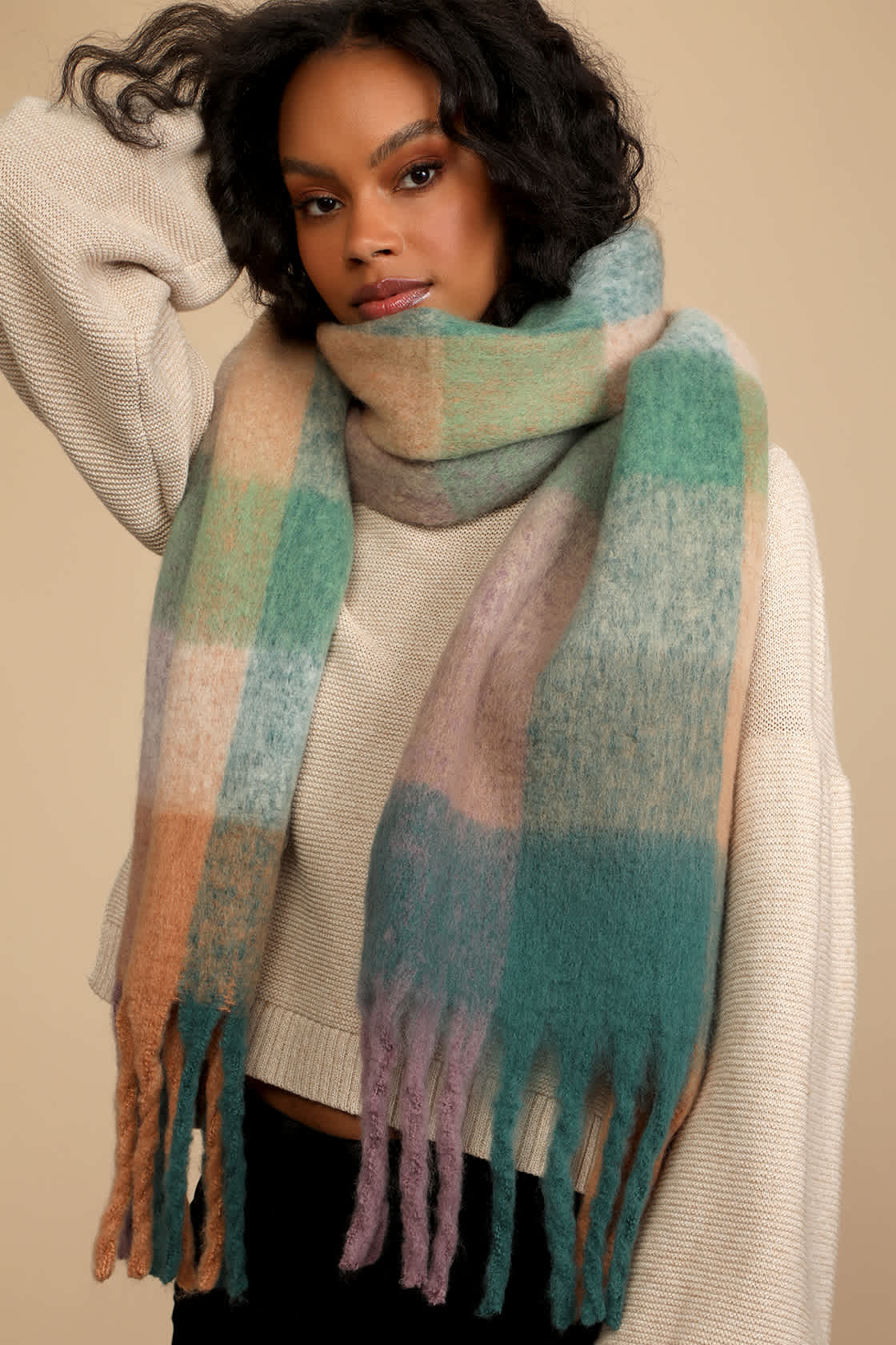 Plaid Woven Oversized Scarf