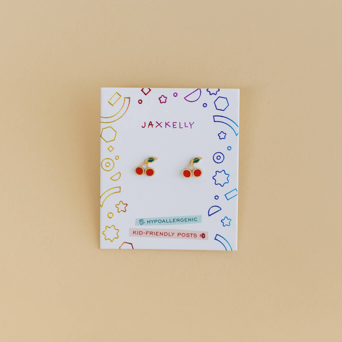 Cherry Enamel Flat Back Kids Earrings