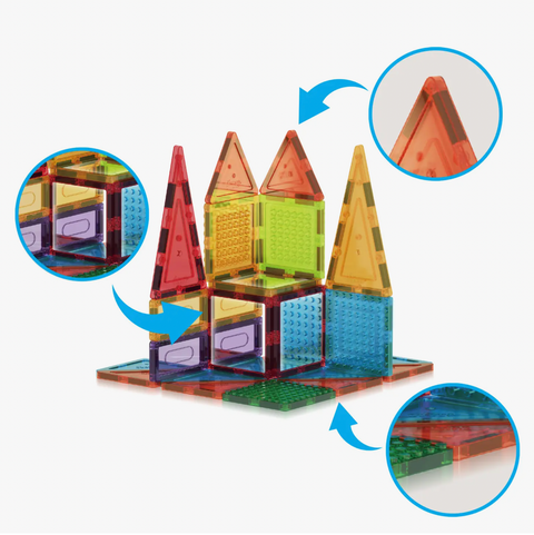 Picasso Tiles 63 Piece Magnetic Building Tiles Toy Set