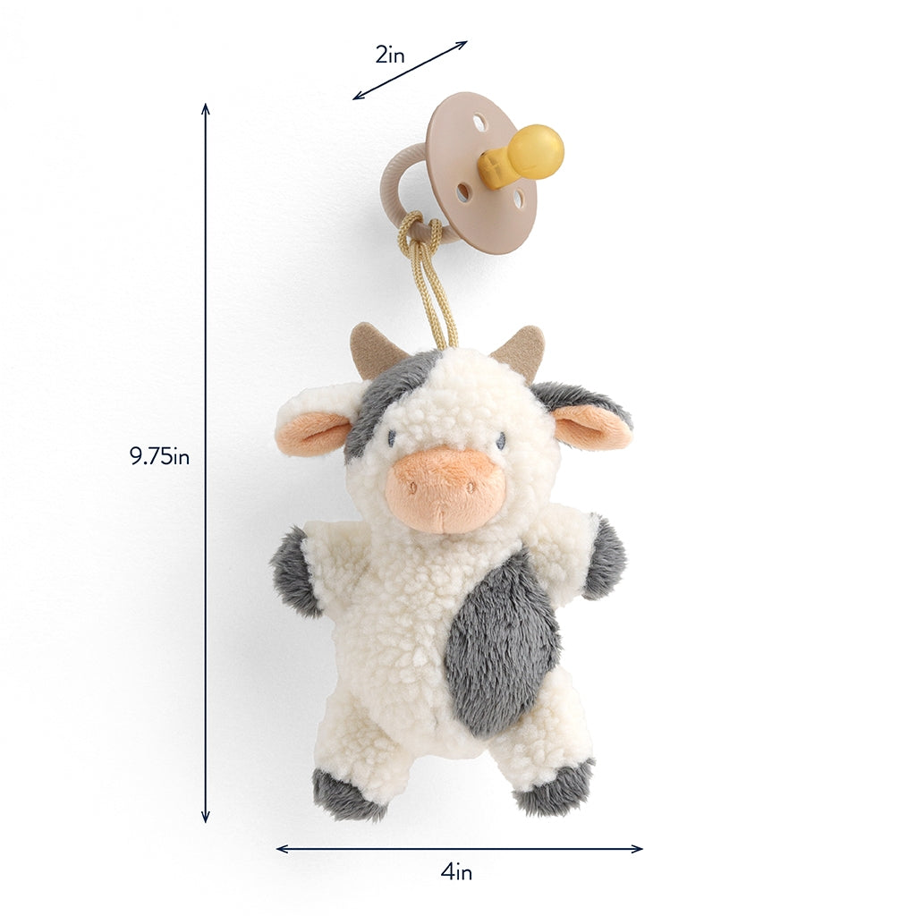Bitzy Pal Natural Rubber Pacifier & Plush - Cow - Stay Forever