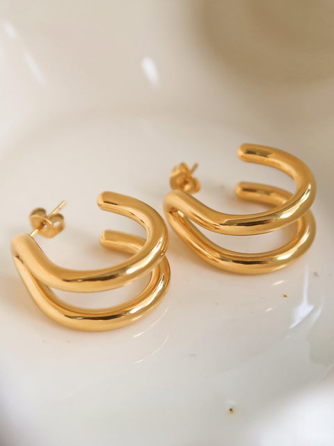 Lucille Gold Double C Hoop Earrings