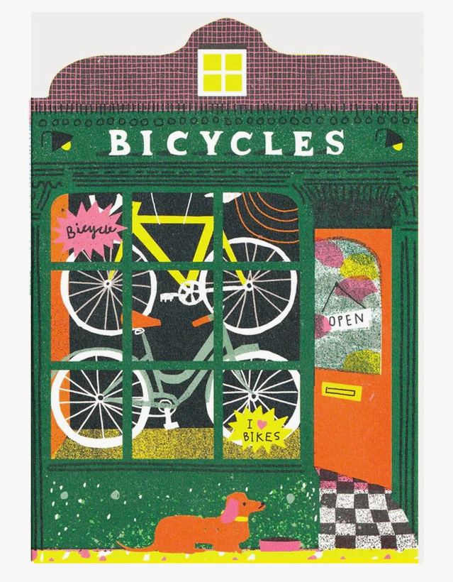 Bicycle Shop Die Cut Card