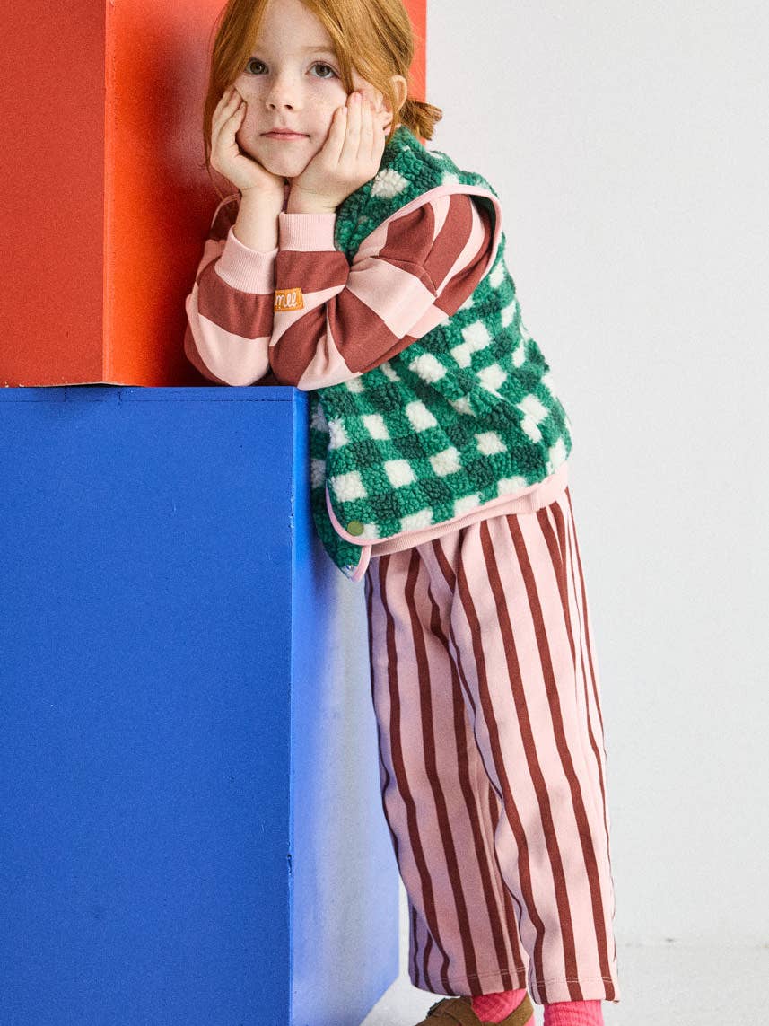 Striped French Terry Pant - Pink & Burgundy