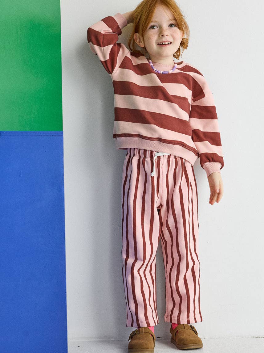 Striped Sweatshirt - Burgundy & Pink