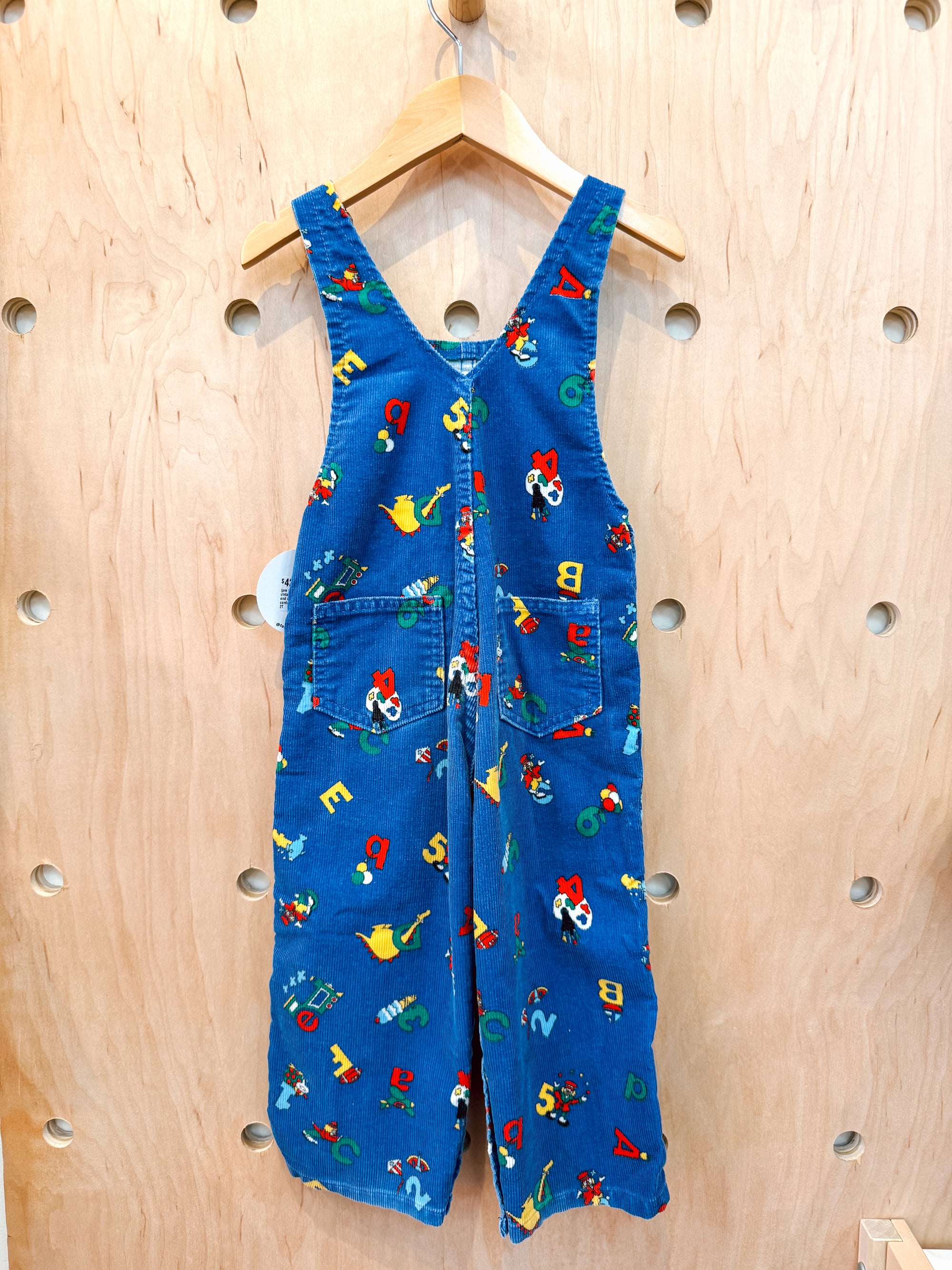 (pre worn) vintage land's end alphabet corduroy overalls 2T