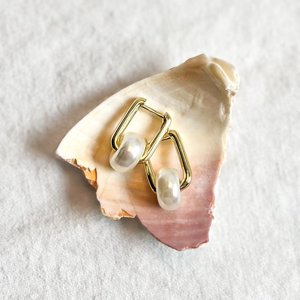 Pearl Huggie Hoop Earring