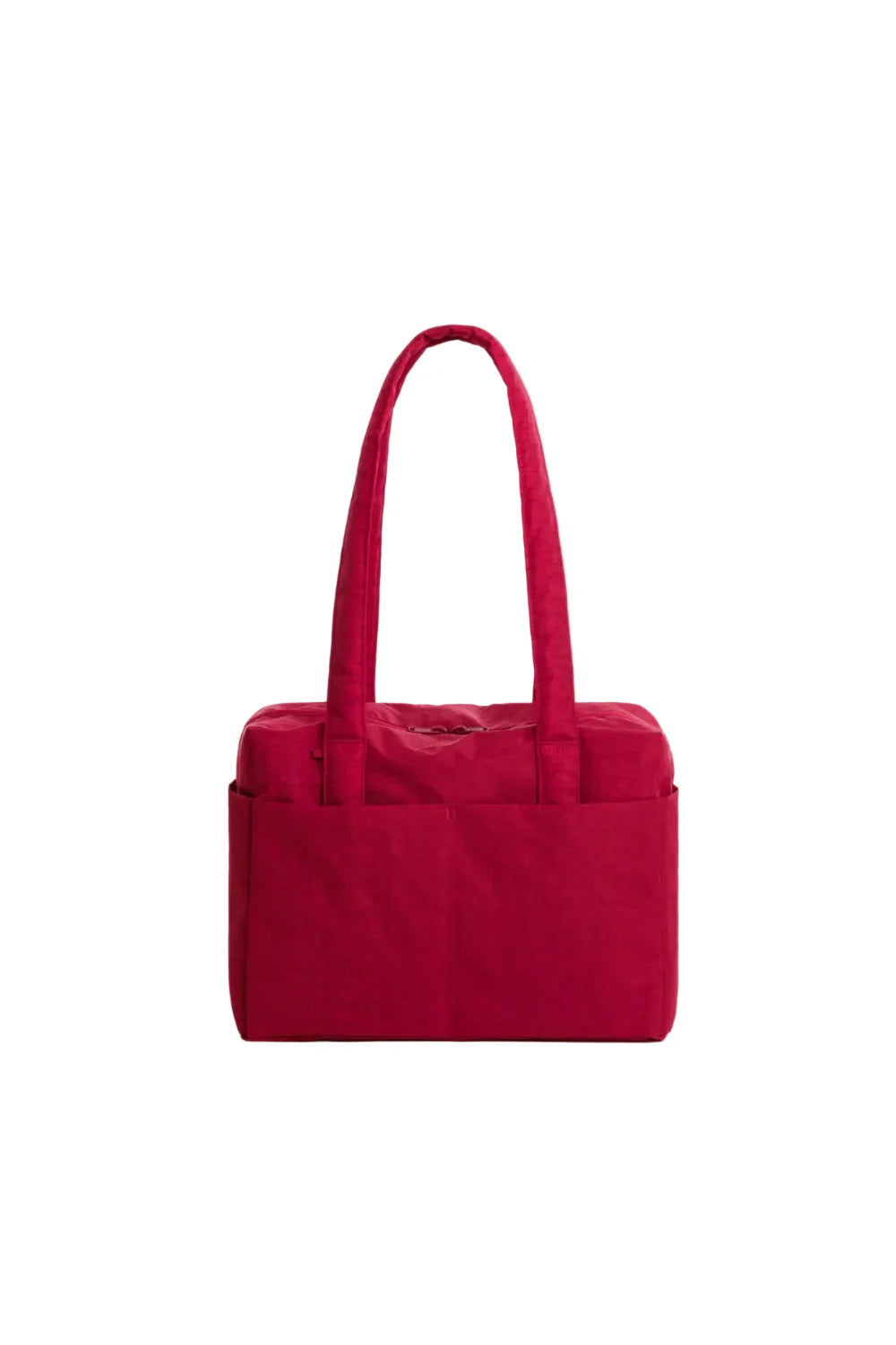 Baggu Everyday Cloud Bag in cherry red with padded shoulder straps and side pockets