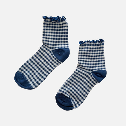 Stay Forever | Gingham Frills Socks - Blue