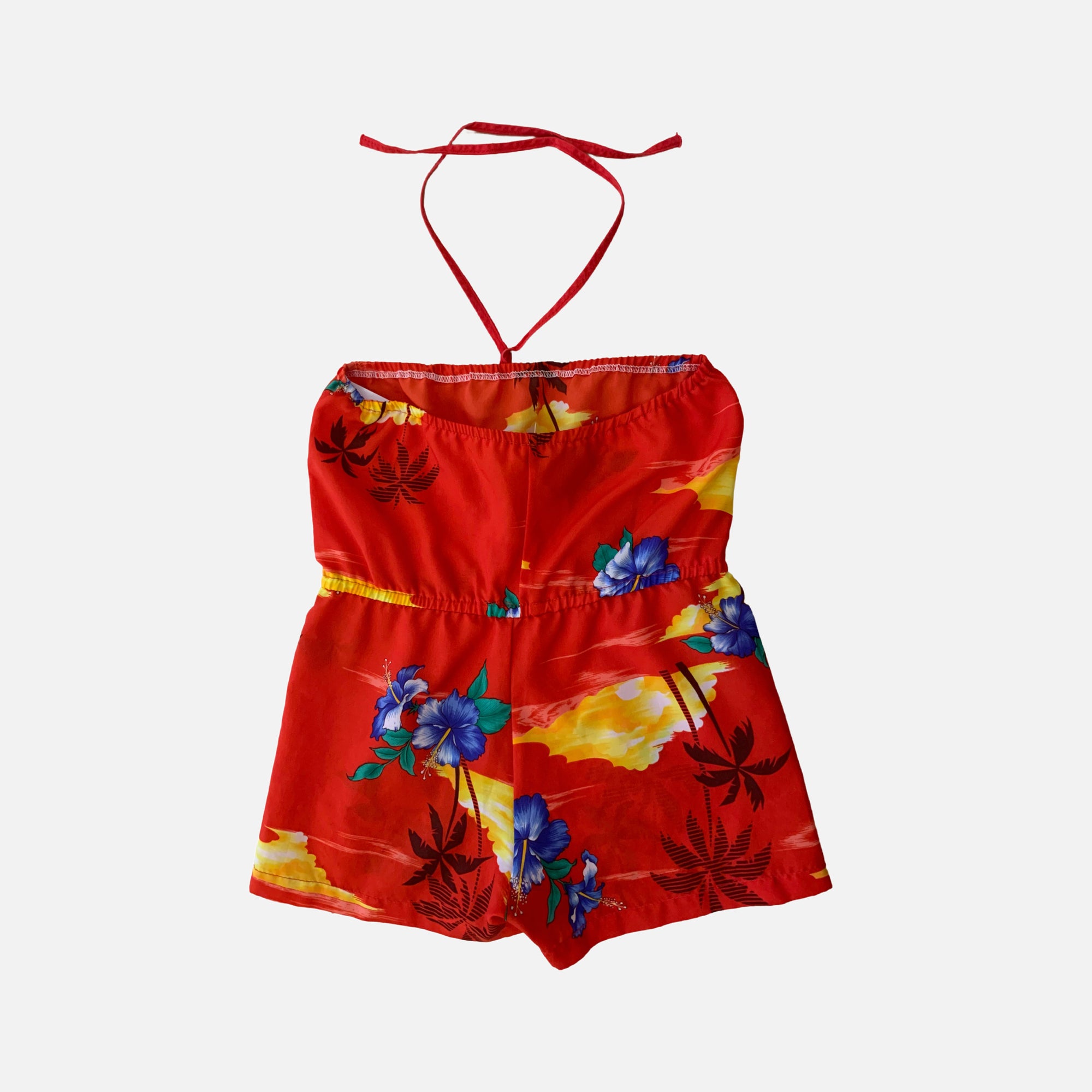 (pre-worn) Vintage Red Tropical Romper 24M