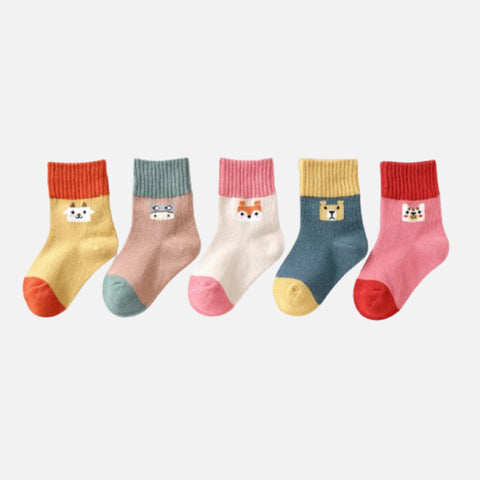 Assorted Color Block Animal Socks