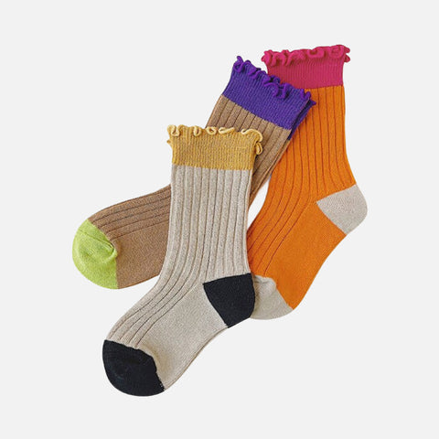 Kids Colorblock Ruffle Socks