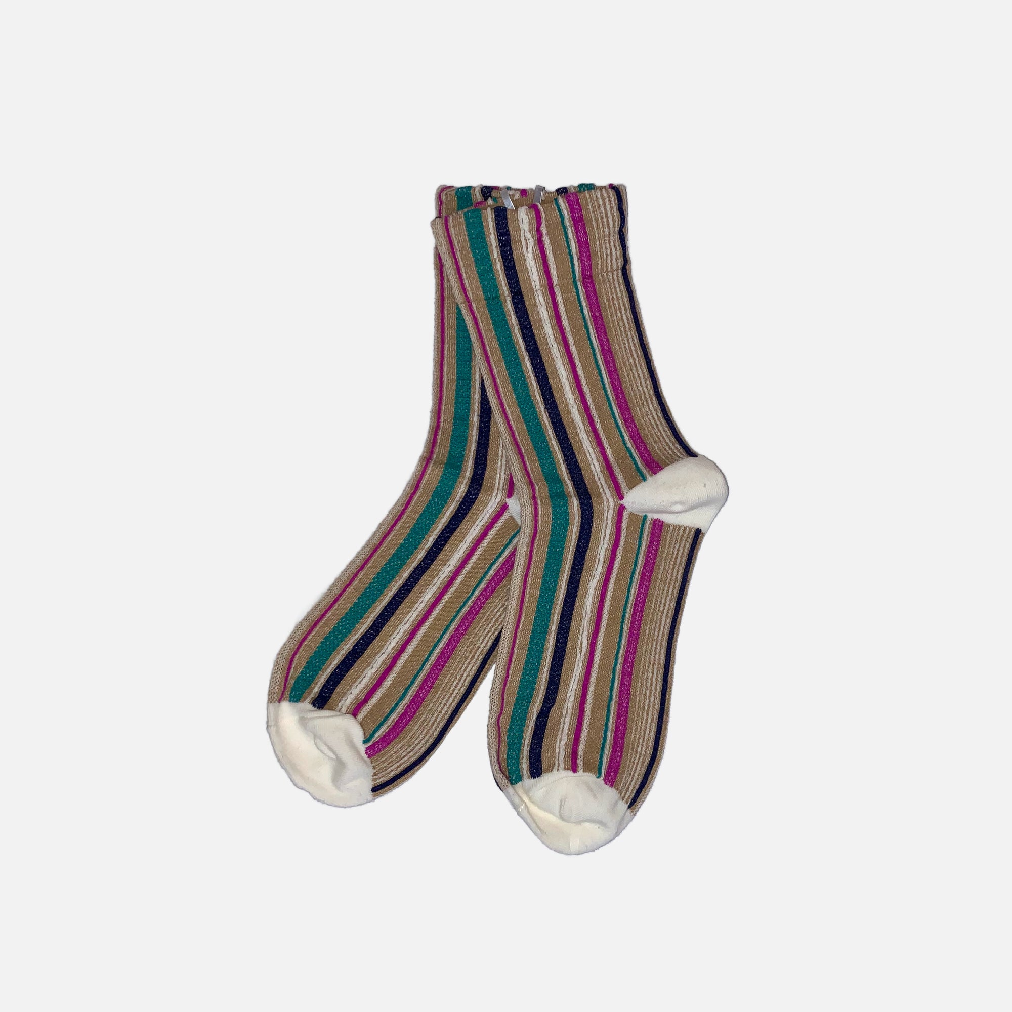 Colorful Retro Striped Socks - White