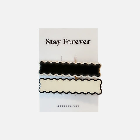 Black & White Brick Barrettes