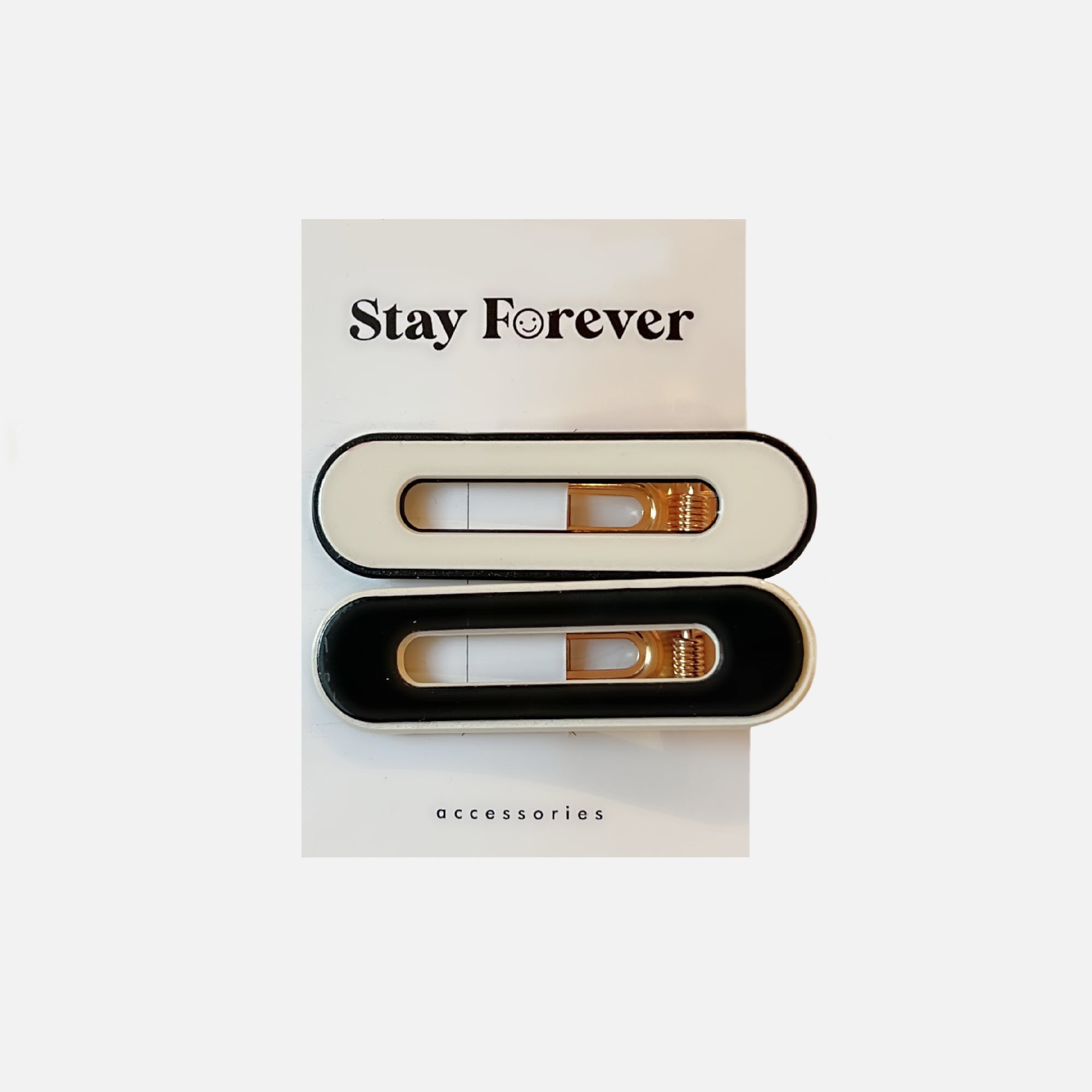 Black & White Oval Barrettes