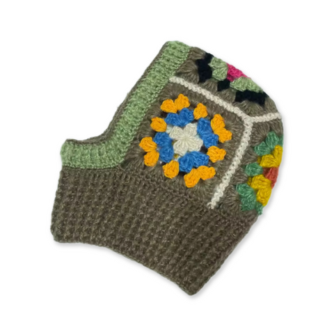 Knit Patchwork Balaclava Camel