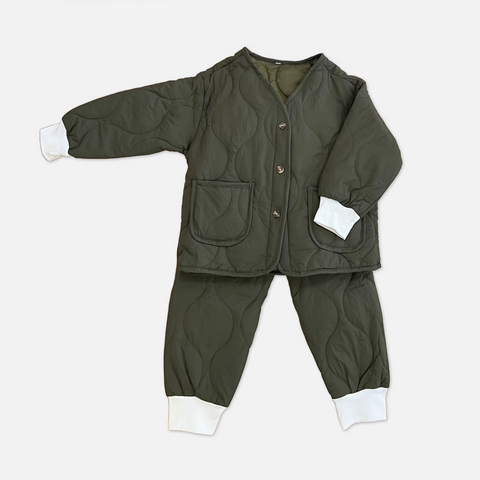 Winter Quilted Rib Hem Jacket + Pants Set