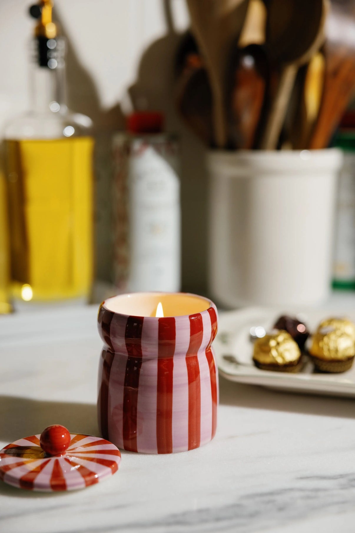 Striped Cabana Candle Pink Pepper Mint