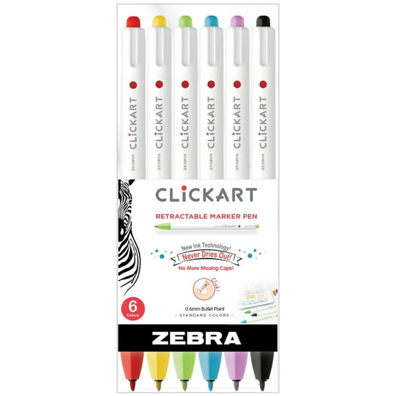 Zebra ClickArt Marker Set - Standard Assorted 6pk
