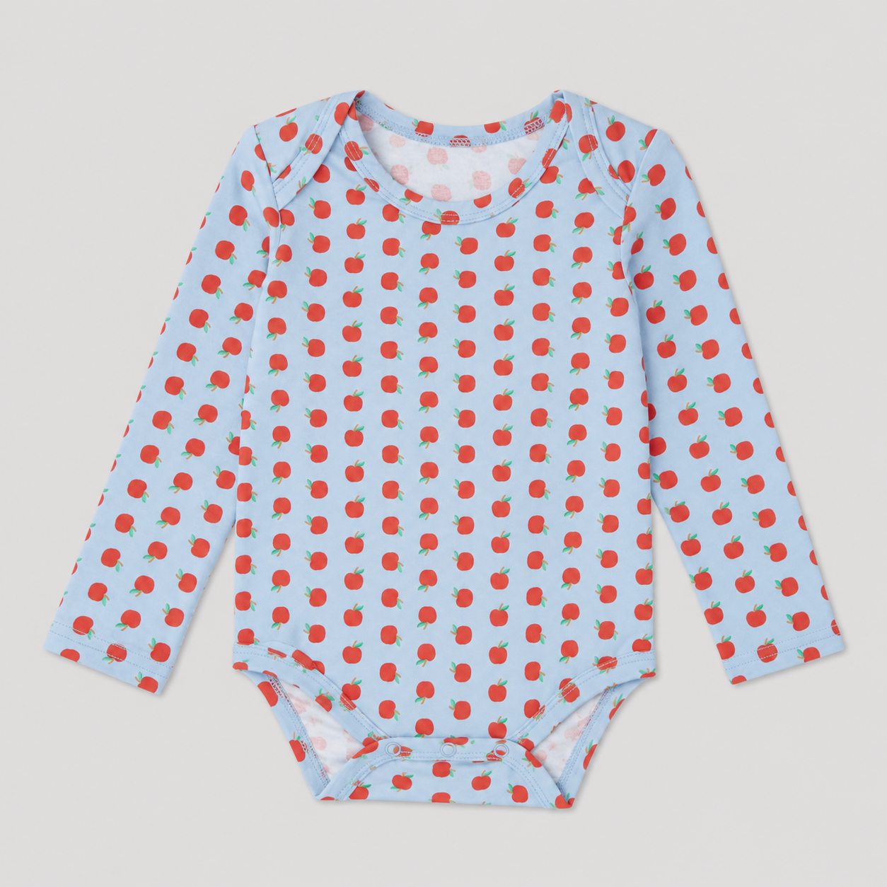 Long Sleeve Bamboo Onesie Blue Apple