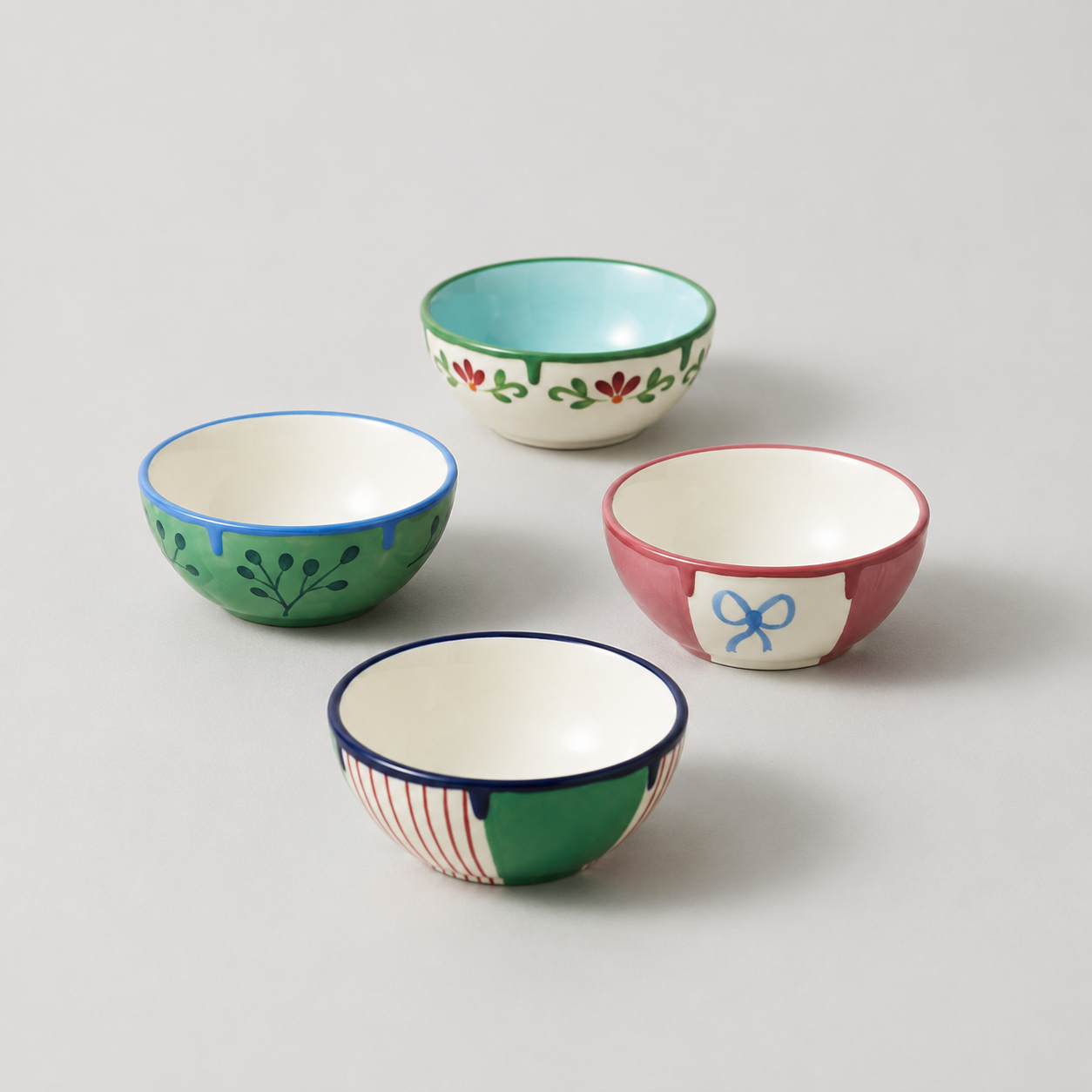 Stoneware Bowl with Botanical Design