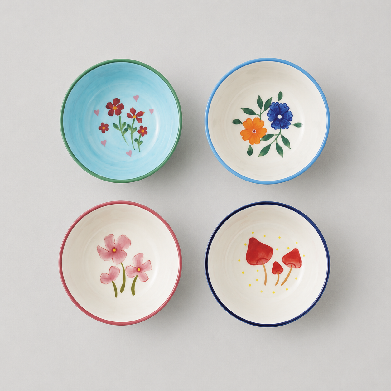 Stoneware Bowl with Botanical Design