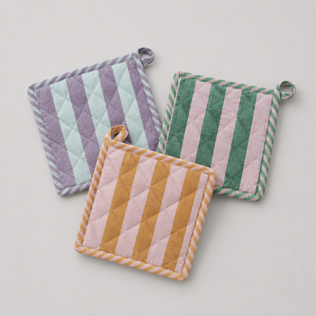 Cotton Contrast Stripe Pot Holder