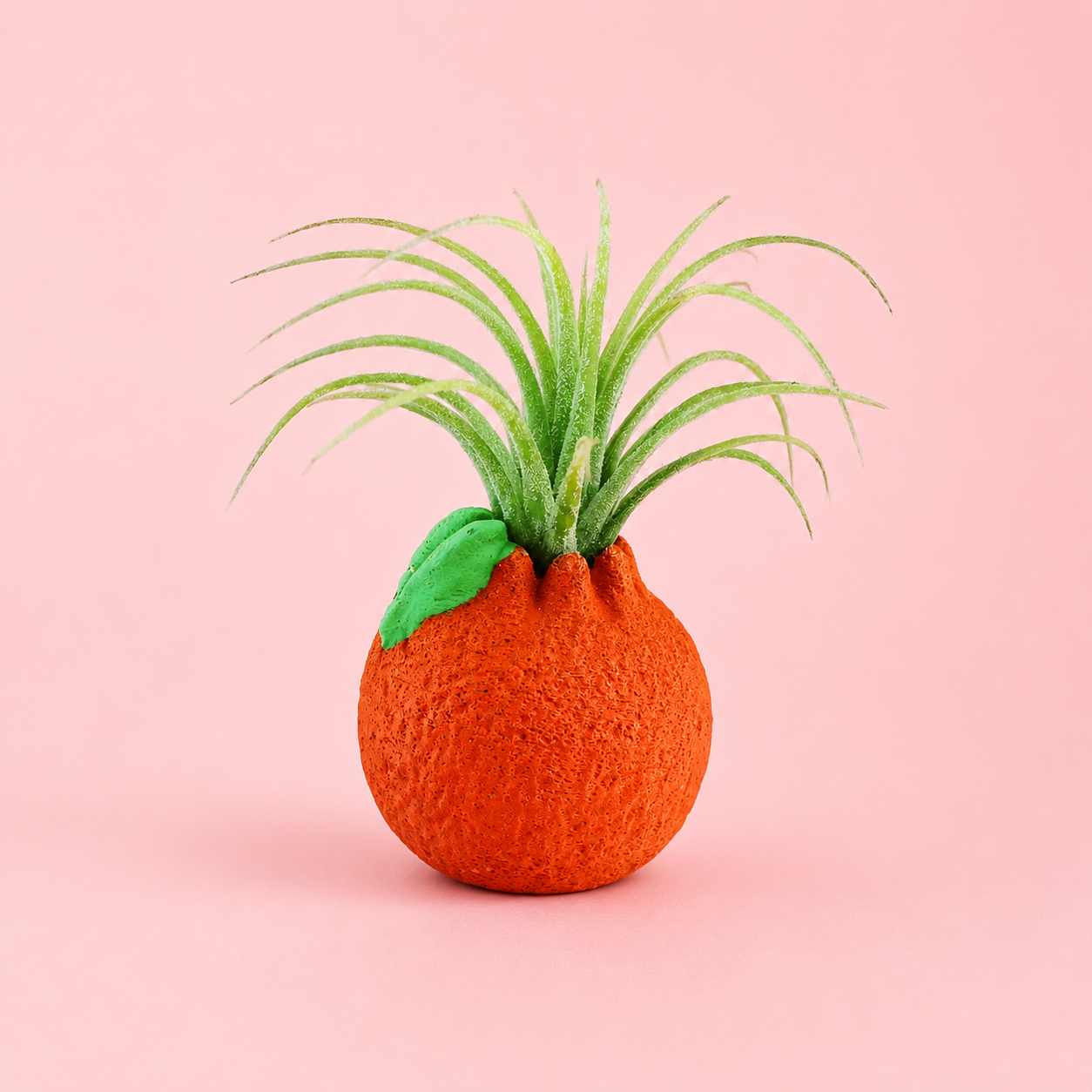 Orange Mini Planter with Air Plant