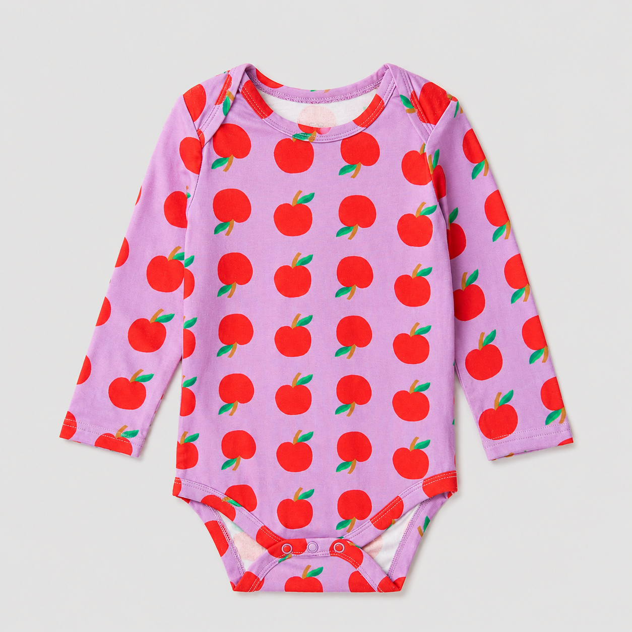 Long Sleeve Bamboo Onesie Pink Apple