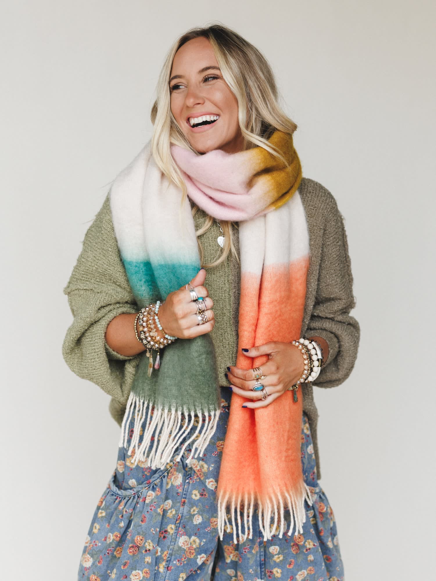 Fuzzy Color Block Scarf