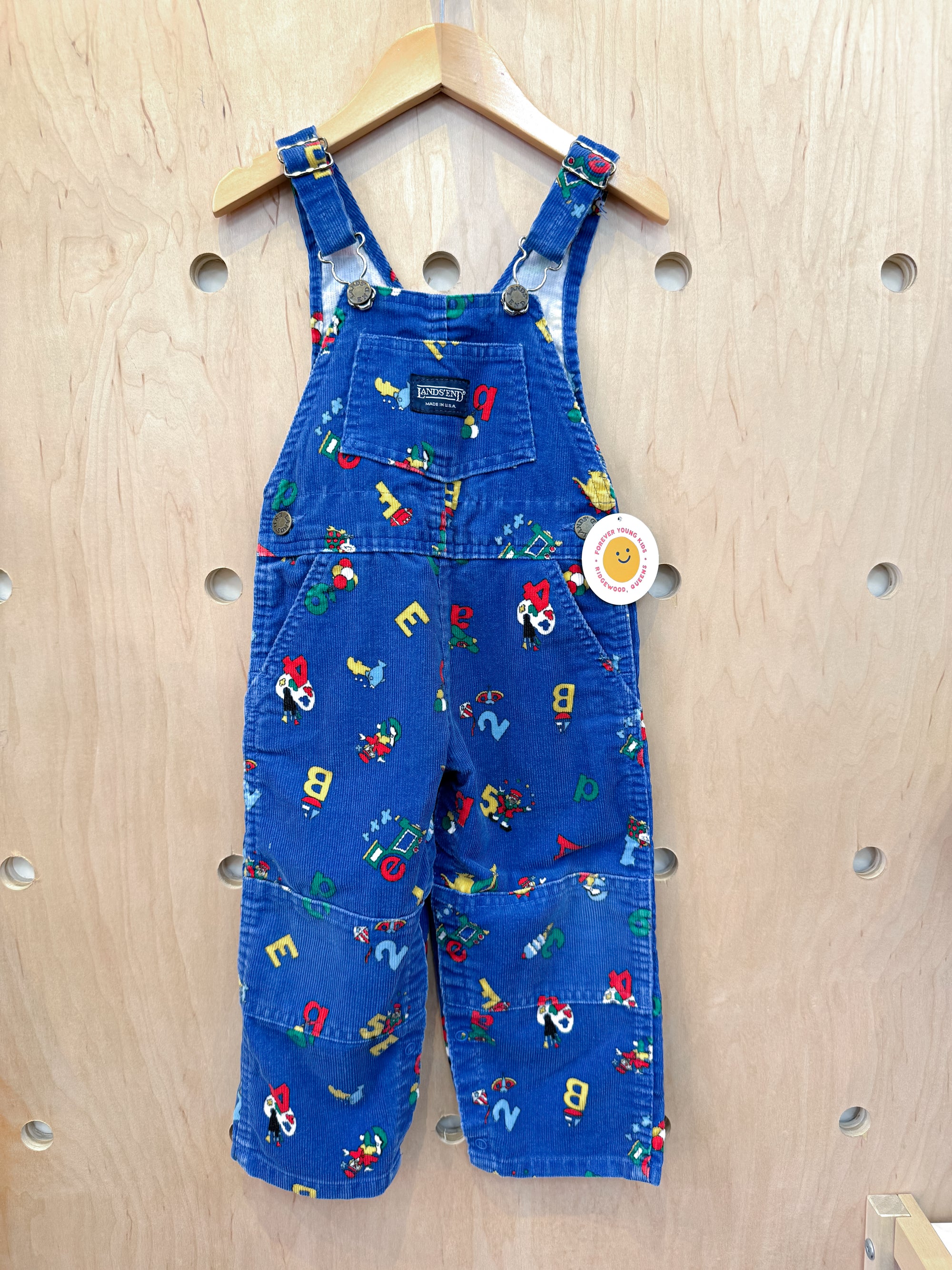 (pre worn) vintage land's end alphabet corduroy overalls 2T