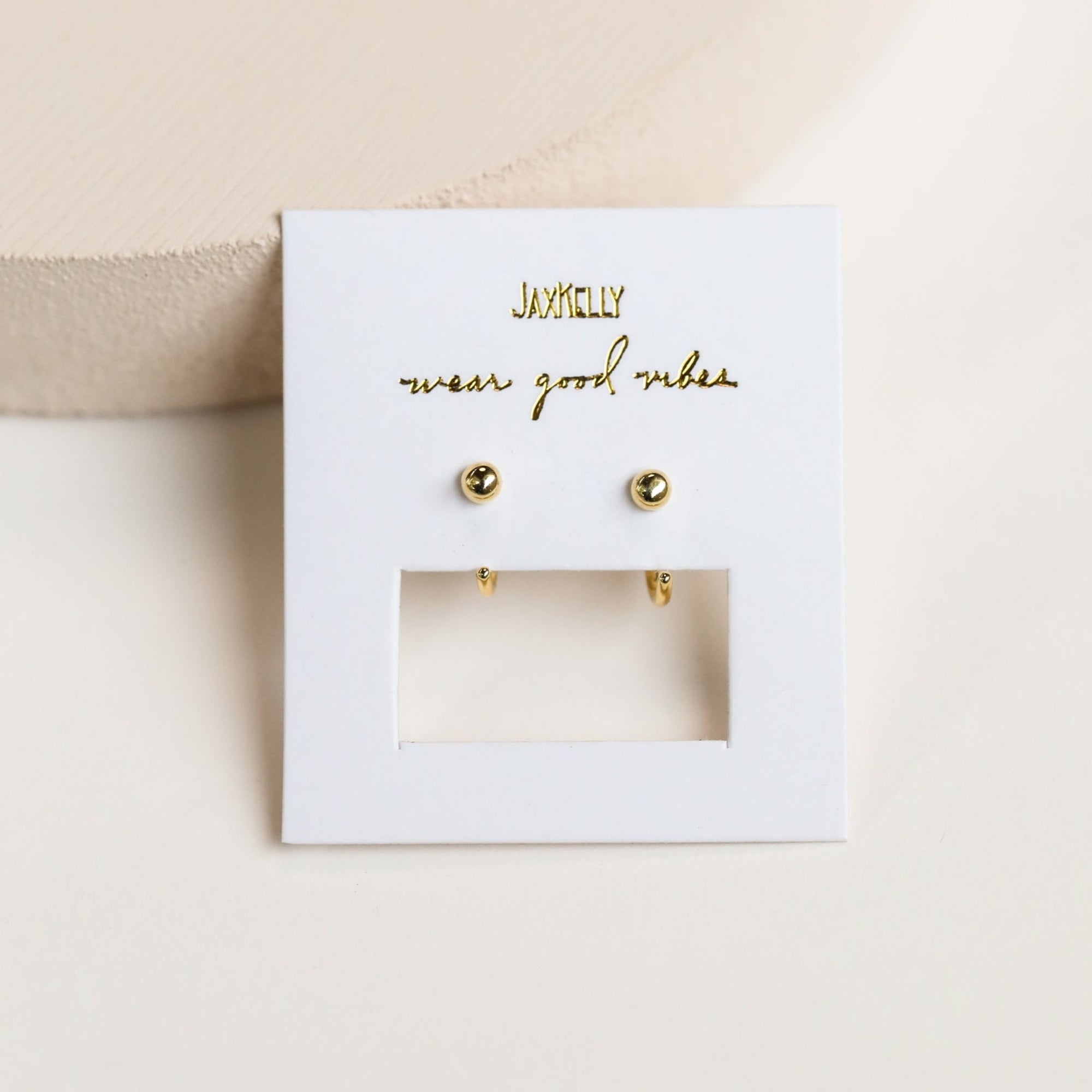 Gold Sphere Huggie Earrings