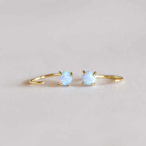 Fire Opal Huggies - Joy