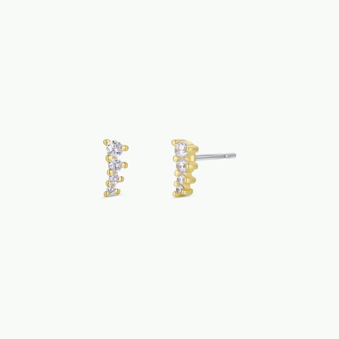 Mini Crawler - White CZ - Gold Earrings