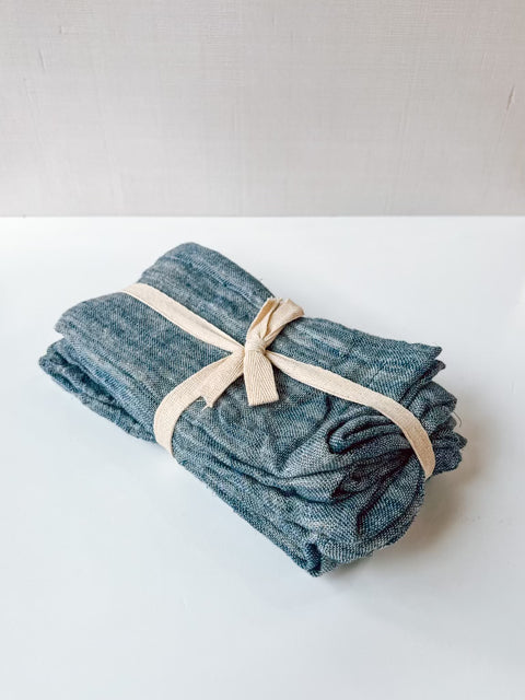 Woven Cotton & Linen Napkins, Set of 4 - Chambray