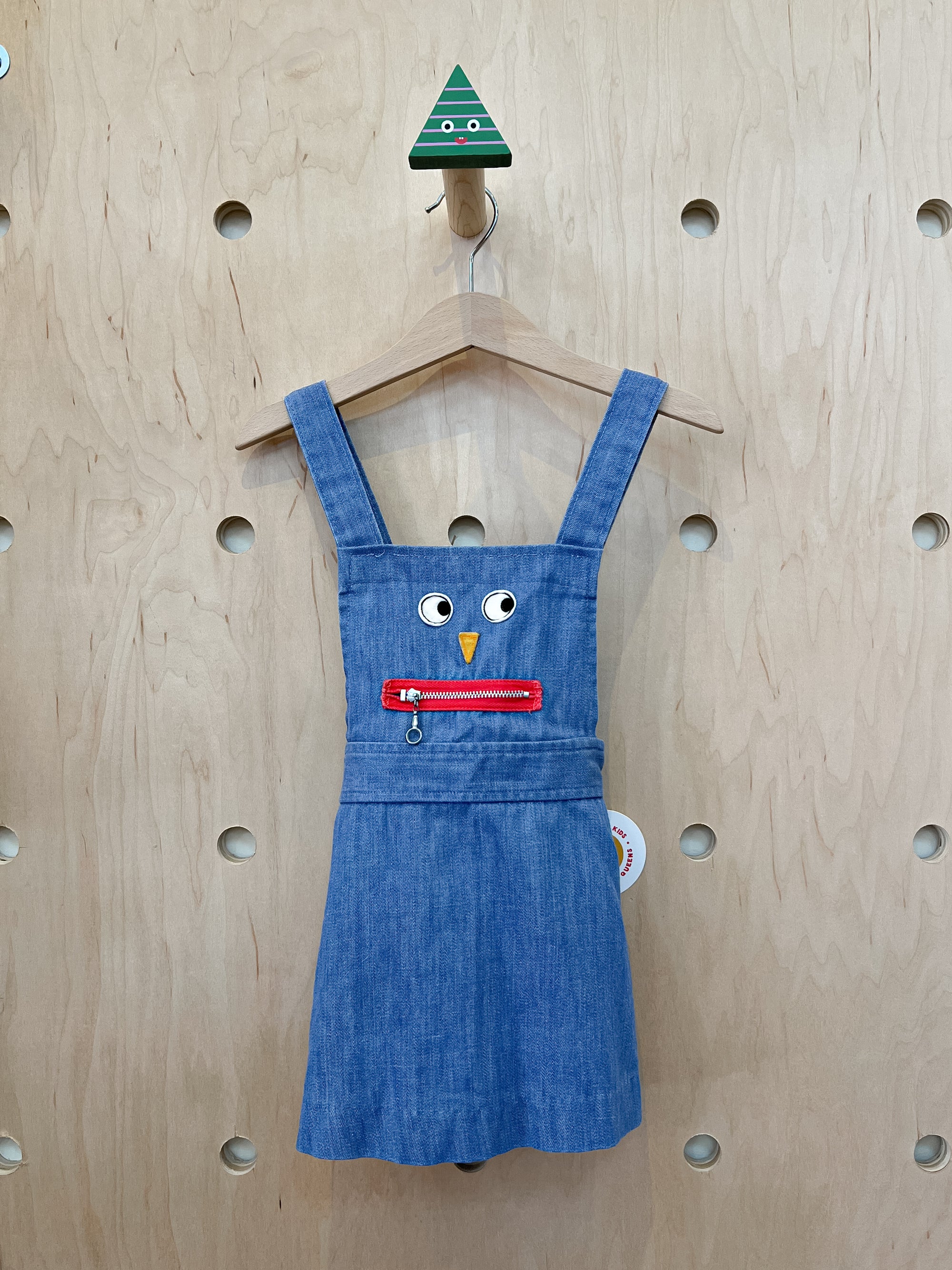 (pre-worn) vintage robot applique denim jumper dress 3T