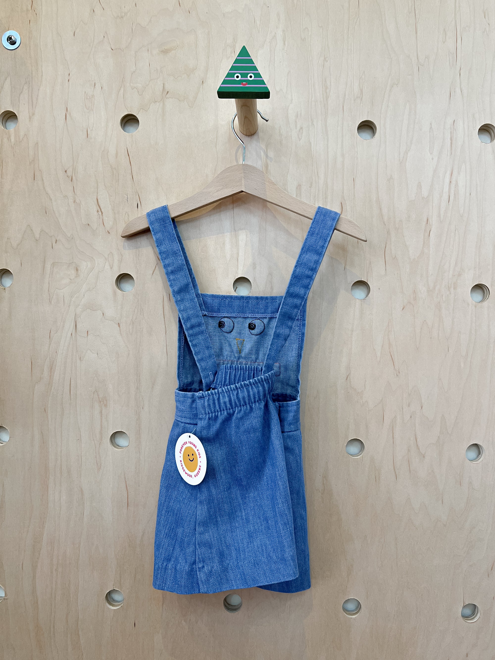 (pre-worn) vintage robot applique denim jumper dress 3T
