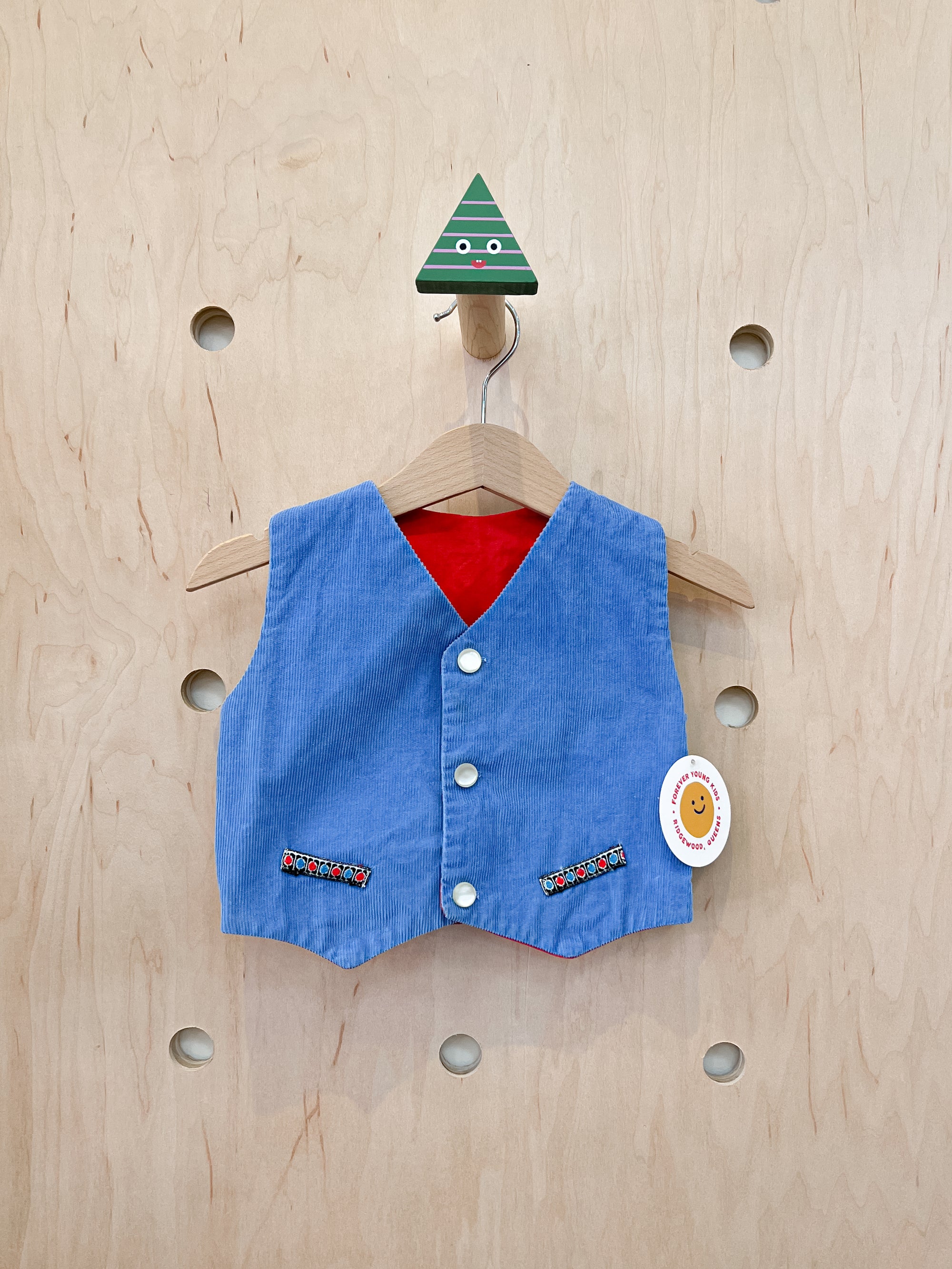 (pre-worn) vintage blue corduroy vest 3/6M