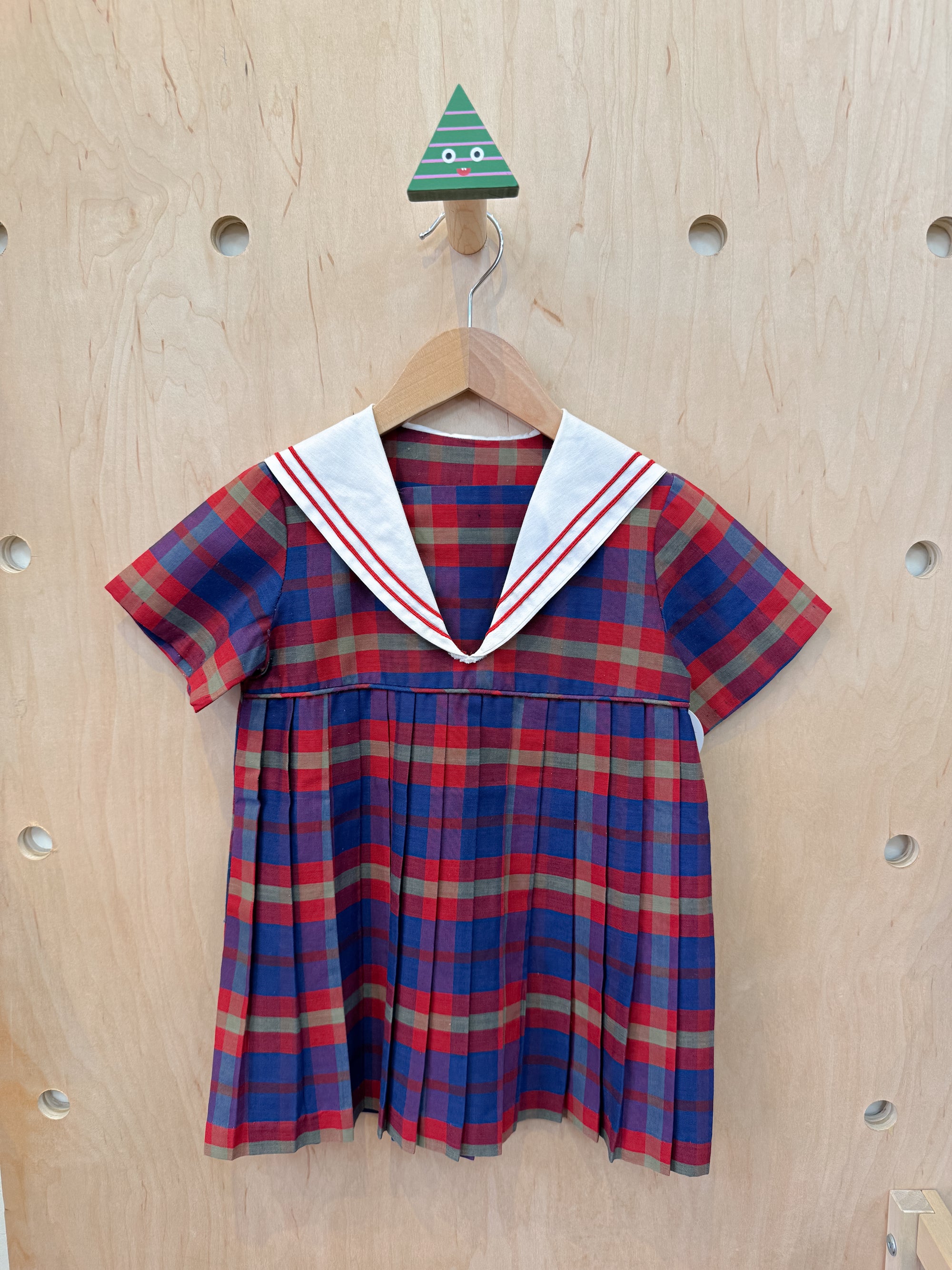 (pre-worn) vintage plaid bib dress 4T