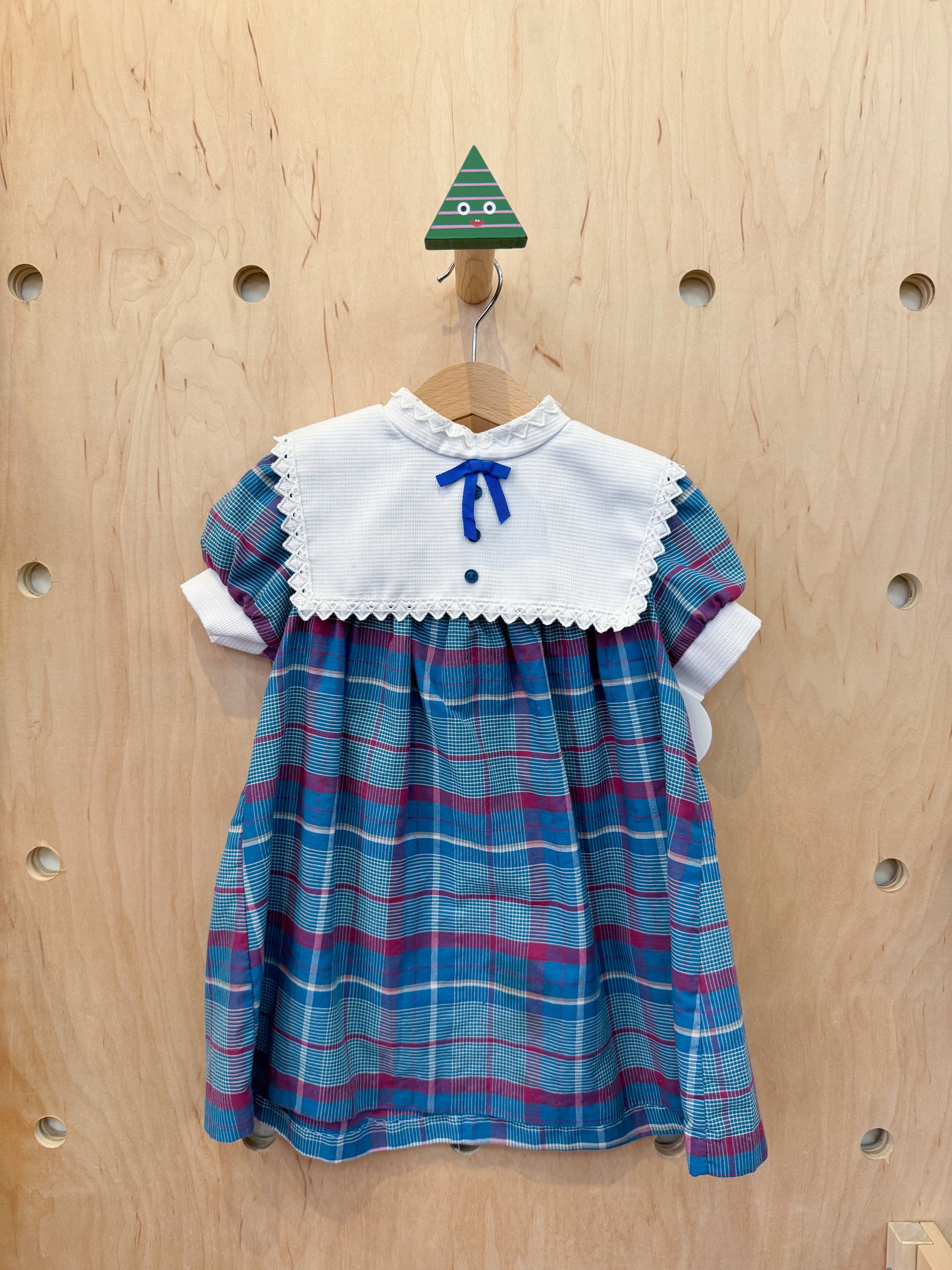 (pre-worn) vintage 80s plaid yoke dress 3T