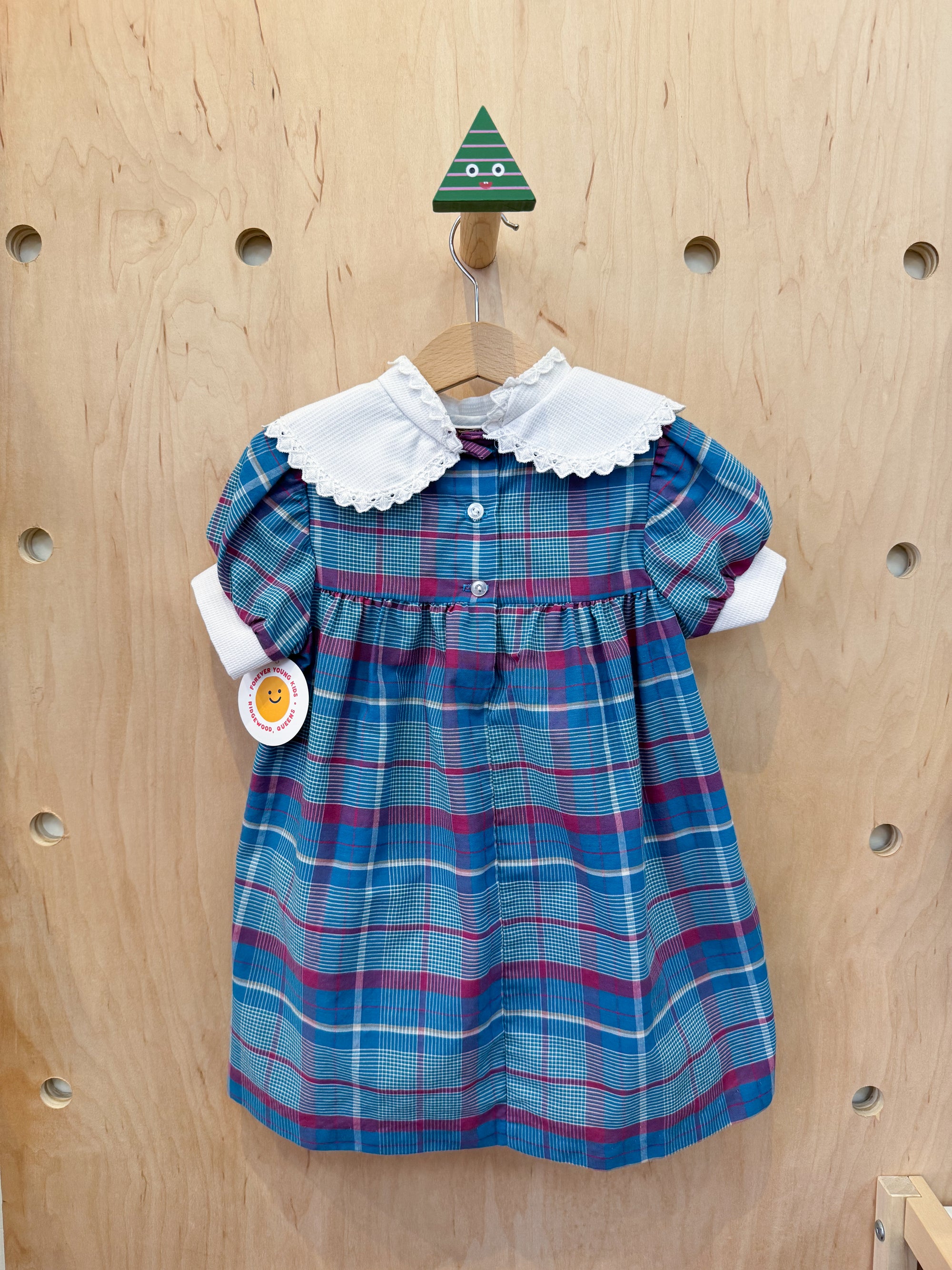 (pre-worn) vintage 80s plaid yoke dress 3T