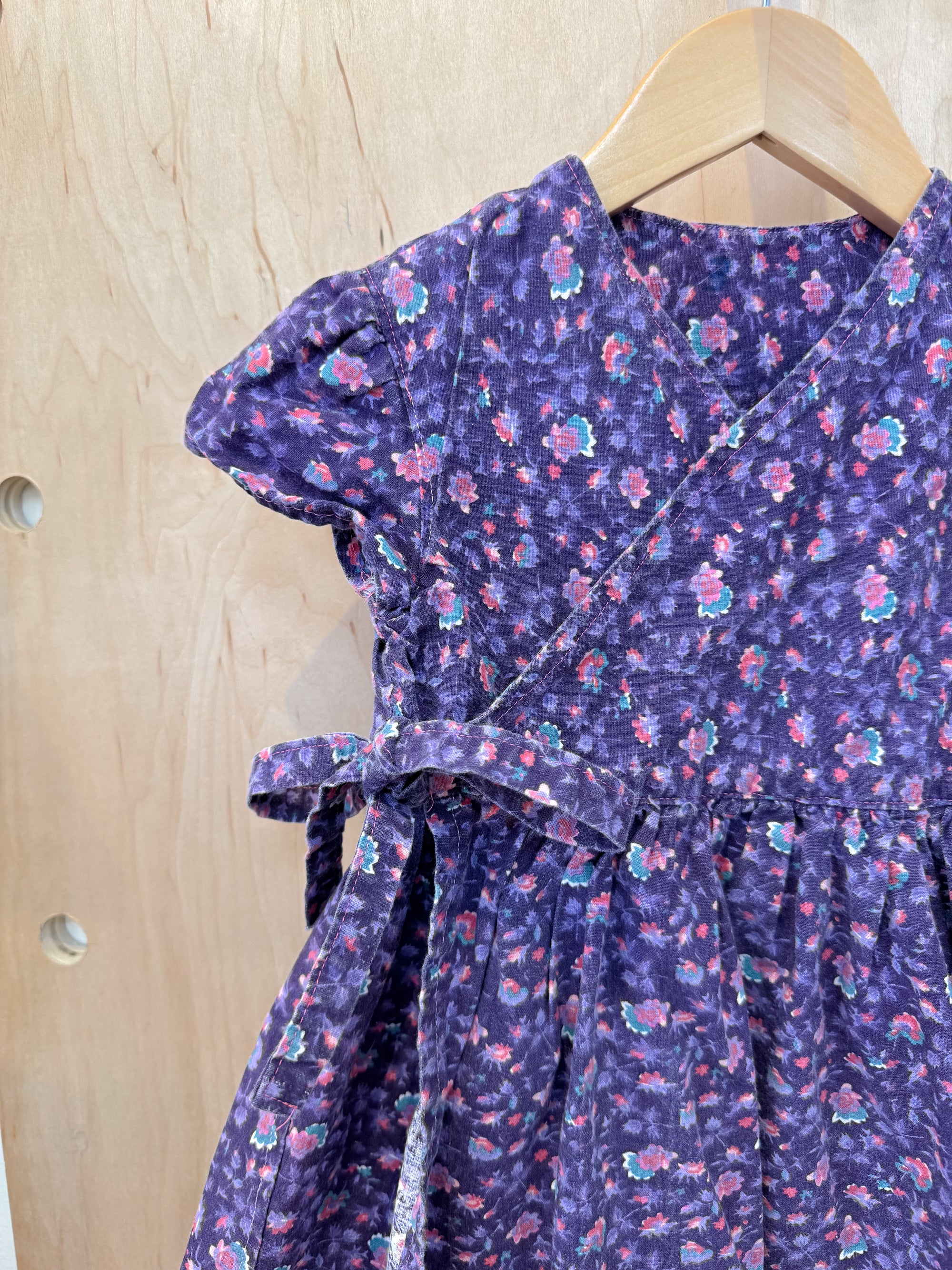 (pre-worn) vintage purple floral wrap dress 3T