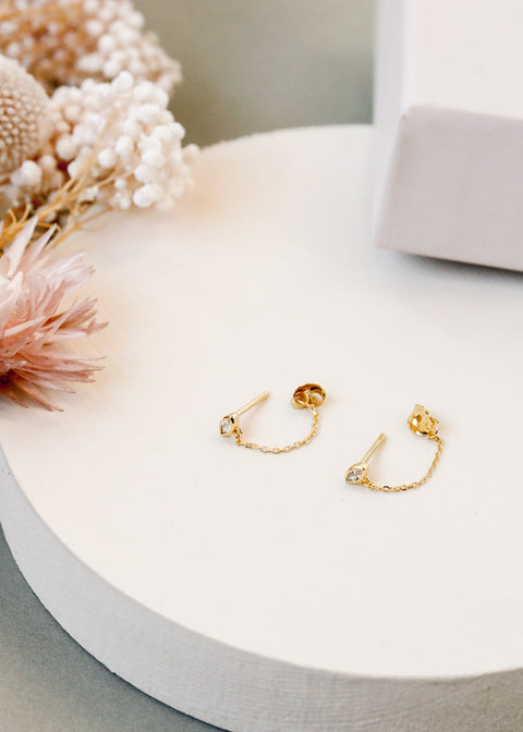 Chain Huggie - Stud - Gold Earring