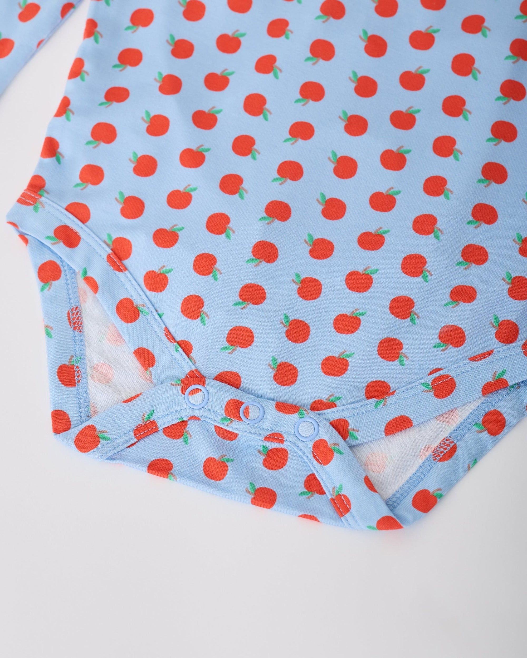 Long Sleeve Bamboo Onesie Blue Apple