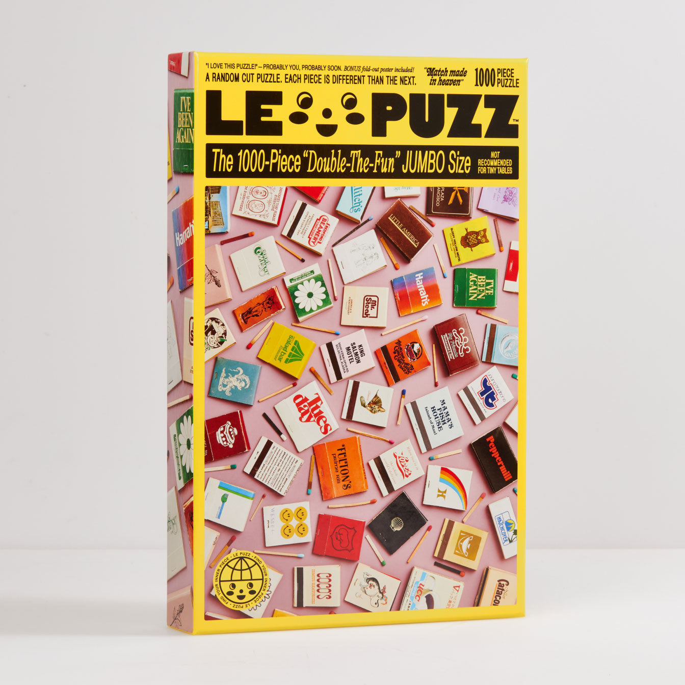 Le Puzz Match Made in Heaven 1000-piece jigsaw puzzle box featuring vintage matchbook collage artwork